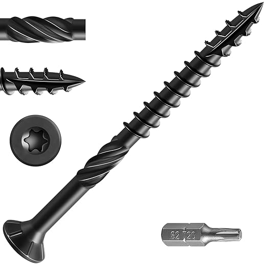 #10 * 3" Black Deck Screws, (68pcs) 1 lbs.Exterior Wood Screws, Rust Resistant Epoxy Coated, Bronze, T20 Star Bit