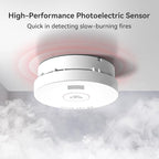 Jemay Smoke Detector Fire Alarms 10 Year Battery Operated with Photoelectric Sensor & Silence Button, 3V Battery Smoke Alarm Fire Detectors Easy to Install,UL217-9th Listed,10 Packs
