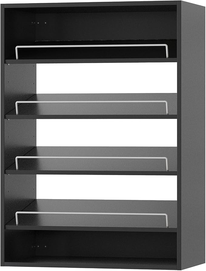 ROOMTEC 31.5" Shoe Shelf Short Tower Closet Unit, Modular Closet System with Shelf, Wardrobe Organizer for Bedroom or Walk-in Closet, Wall Mounted, Customizable Clothes Storage Unit, Black