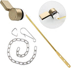 Houtingmaan Toilet Handle Replacement Kit,Toilet Handle Lever for Most Front Mount Toilets, Universal Brass Toliet Flush Handle Lever with Stainless Steel Flapper Chain,Gold