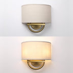 Industrial 2-Lights Wall Sconce Fixtures with Linen Fabric Shade, Double Wall Light Lamps Decor for Hallway Bedroom Living Room Bathroom Stairway