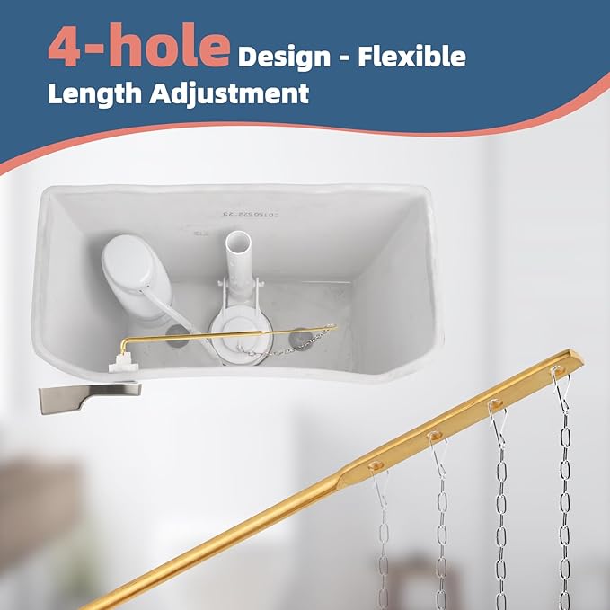 iFealClear Universal Toilet Handle Lever Flush Replacement, Front Mount Toilet Trip Lever Compatible with American Standard, Stainless Steel Flapper Chain, Solid Brass, Brushed Nickel