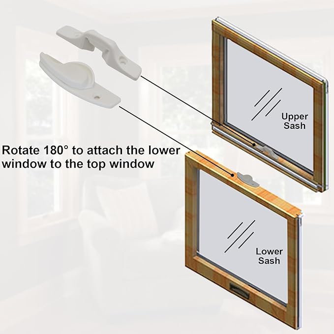 Window Sash Lock & Latch and Keeper Replacement for Andersen 200 Series Narroline and 400 Series Tilt-Wash Double-Hung Windows 1968 to Present (2 Pack, White Color)