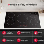 GASLAND 36 Inch Induction Cooktop 5 Burners, 7400W Built-in Induction Stovetop with Booster and Timer, 220-240V Electric Hob, 9 Power Levels, Senor Touch Control, Child Safety Lock, Hard Wire