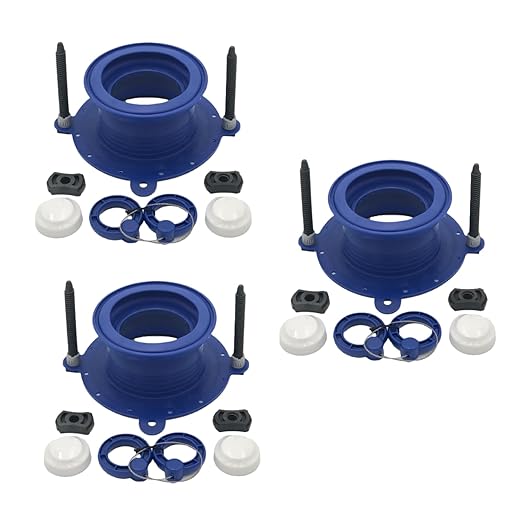 One N Done Toilet Flange Repair Kit – Complete Toilet Wax Ring Replacement Kit – Durable Waxless Toilet Ring – Includes Toilet Flange Bolts, Toilet Bowl Caps, and Toilet Flange Extension Kit (3 Pack)