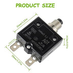 10A Manual Reset Push Button Circuit Breaker 125/250V AC 50V DC Thermal Overload Protector with Quick Connect Terminals and Waterproof Button Caps Assortment Kit(Pack of 1 pcs)