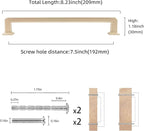 COTYKILEY 10 Pack 7.5 Inch(192mm) Brushed Brass Cabinet Handles Gold Kitchen Cabinet Pulls Cabinet Door Handles Kitchen Cabinet Hardware Cupboard Drawer Pulls Dresser Handles