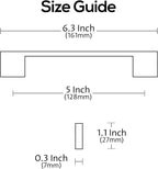 Alzassbg 5 Pack Champagne Copper Cabinet Pulls, 5 Inch(128mm) Hole Centers Rectangle Cabinet Handles Kitchen Pulls for Drawers and Cabinets AL3051SCG