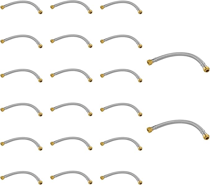 20 Pack Foskan 24-Inch Flexible Water Heater Connector Hose,with 1/2" Push-Fit x 3/4" FIP,Compatible with Copper, PEX, CPVC, and PE-RT Pipes for Water and Heating Use（24" Length）