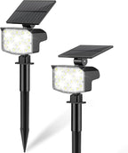 Solar Spot Lights Outdoor Waterproof Adjustable Solar Powered Landscape Lights for Yard 3 Long Time Lighting Modes Spotlights for Pathway Garden Outside Wall Pool Porch- 2 Pack, Cool White