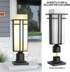 Outdoor Post Light Fixture - Aluminum Lamp Posts Outdoor Lighting, Outdoor Lightpost Lantern with 3-Inch Pier Mount Base Outside Pole Lighting for Porch Garnden (19.3''H, 1 pc)