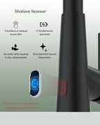 APPASO Touchless Kitchen Faucet Black, Side Motion Sensor Activated Hands-Free Kitchen Faucet with Pull Down Sprayer, Smart One-Handle Pulldown Kitchen Sink Faucet, Matte Black