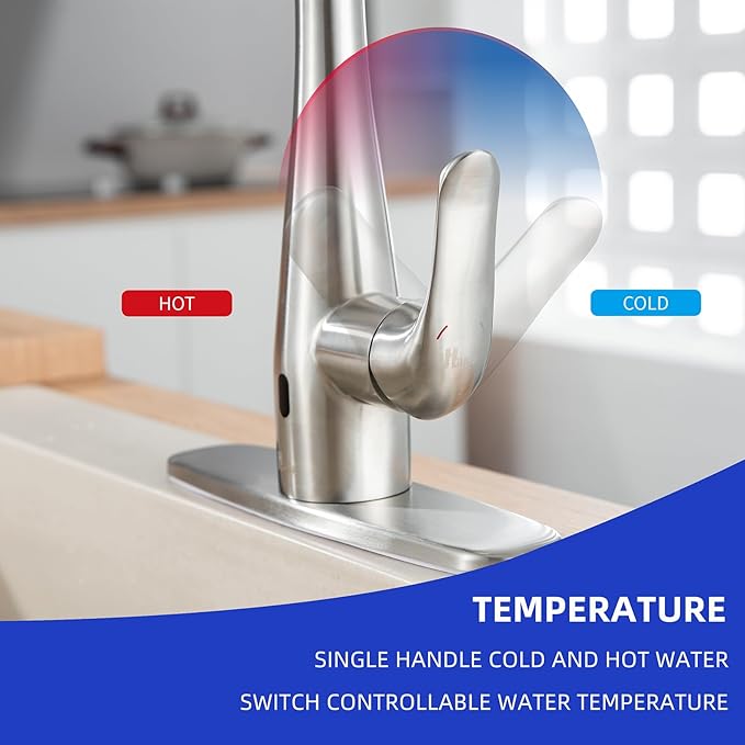 Touchless Kitchen Faucet with Soap Dispenser and Pull Down Sprayer - Single Handle Sensor Kitchen Sink Faucet, 1 or 3 Hole Design for Modern Farmhouse Kitchens, Rv, and Bar Sinks(Brushed Nickel)