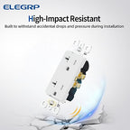 ELEGRP Glossy White Decorator Electrical Wall Outlet Receptacle, 20A 125V Standard Outlets, 2 Pole 3 Wire, Non-Tamper Resistant, NEMA 5-20R, Self-Grounding Wall Outlet, UL Listed, 5 Pack