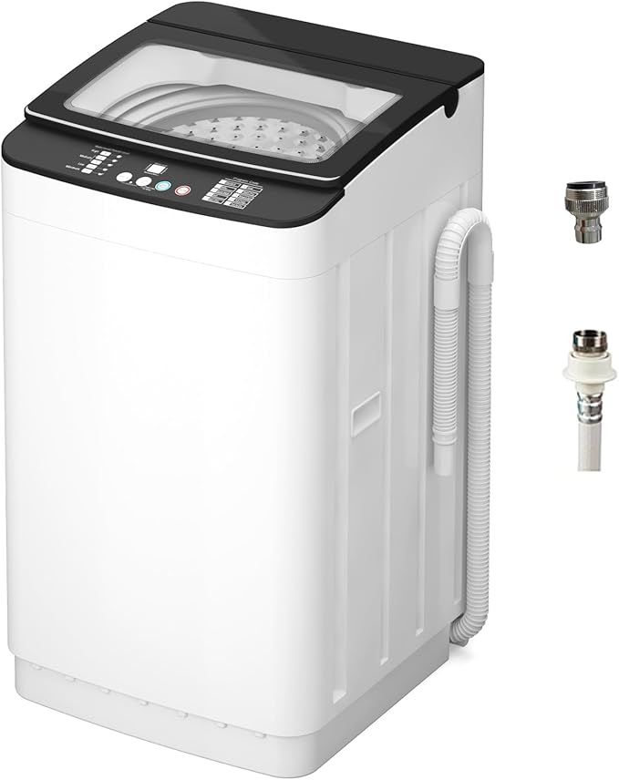 VCJ Portable Washing Machine, 28 Lbs Full-Automatic Portable Washer with 10 Wash Cycles, 24 H Delays, LED Display, Electric Laundry Machine for Apartment, RVs, Dorms