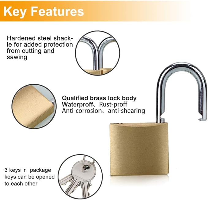 ABRAFOX Solid Brass Same Keyed Padlock keyed Alike Lock-（1-9/16 inch 40mm） 2pack