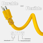 6 Ft Outdoor Extension Cord - 12/3 SJTW Heavy Duty Yellow Extension Cable with 3 Prong Grounded Plug - Power Cord for Lawn, Garden, Appliances