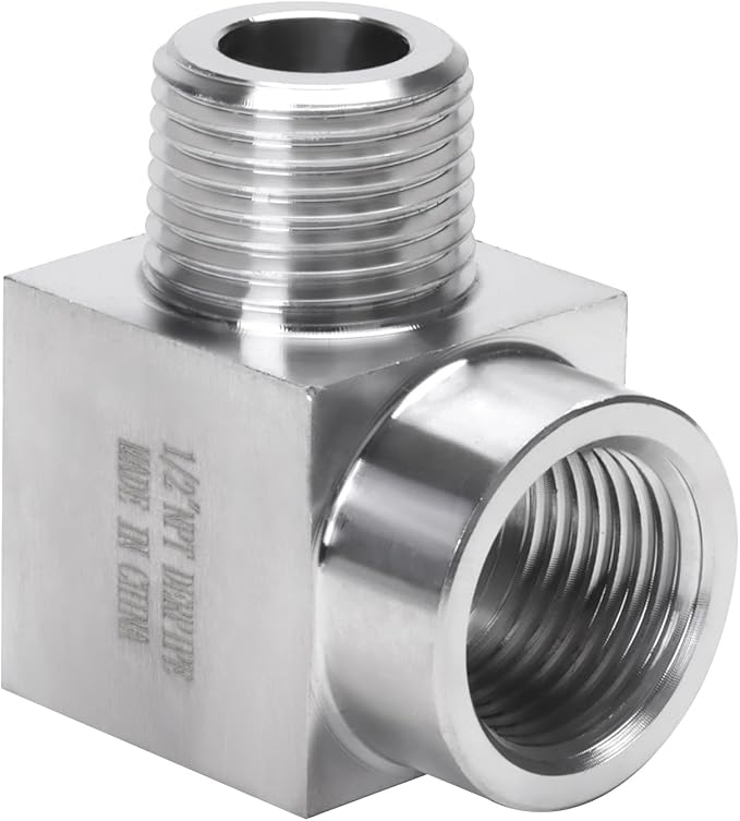 90 Degree Street Elbow - 1/2" NPT Male to 1/2" NPT Female Stainless Steel 304 Heavy Duty Forged Square Barstock Street Elbow Adapter Pipe Fitting (pack of 2)