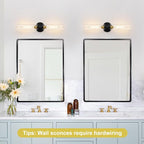 2 Pack 22-Inch Gold and Black Wall Sconces Set of Two, 22" Vanity Lights for Bathroom with Clear Glass, Sconces Hardwired Black and Gold Bathroom Sconces Set of 2 for Mirror Living Room