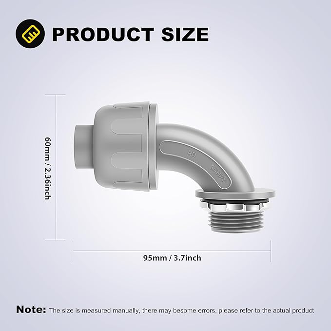 10 PCS 3/4" Liquid Tight Connector NPT Non-Metallic for PVC Electrical Flexible Conduit Angle Fittings - Sturdy, Quick Installation, UL Listed for Home Outdoor Tubes Tools