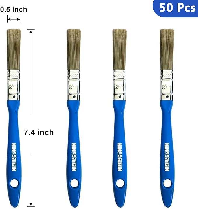 King Origin Small Paint Brush Set, 50 Pcs, 1/2 Inch (13 mm) Mini Paint Brushes for Detailed Painting, Touch-Ups, Crafts, Furniture, DIY Painting