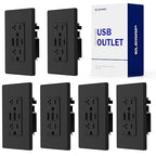 ELEGRP USB Outlets Receptacles, 3-Port Wall Outlet, 30W 6.0A Electrical Outlet, 15 Amp Tamper-Resistant Outlet with Type C Ports, UL Listed, Screwless Wall Plate Included, 6 Pack, Matte Black