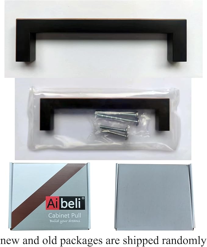 10 Pack Oil Rubbed Bronze Cabinet Pulls 3 3/4 Inch Stainless Steel Kitchen Cabinet Hardware Square Kitchen Handles for Cabinets Cupboard Handles Drawer Pulls