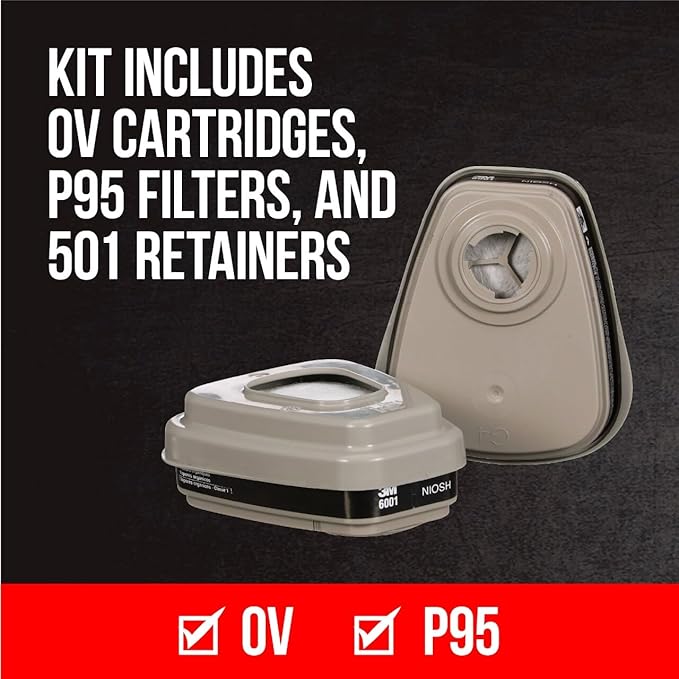 3M P95/OV Paint Project Reusable Respirator 6211, Medium Size, NIOSH-APPROVED Organic Vapor Cartridge & P95 Rated Filters, Lightweight, Flexible, Thermoplastic Faceseal For Comfort (6211P1-DC)
