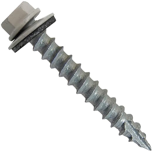 #14 Metal ROOFING SCREWS(250) Screws x 1-1/2" ASH GRAY Hex Washer Head Sheet Metal Roof Screw. Self starting/self tapping metal to wood with EPDM washer. Colored head. for corrugated roofing