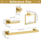 TNOMS Brushed Gold 10 Pieces Bathroom Hardware Accessories Set Towel Bar Set Towel Holder&Racks Set for Bathroom,SUS304 Stainless Steel,Wall Mounted 16-Inch