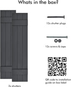 Board & Batten Vinyl Shutters (1 Pair) | 11"x47" (3-Board) - Cornerstone Grey | Exterior Window Shutters | Includes Mounting Hardware | Simple Installation | Made in USA