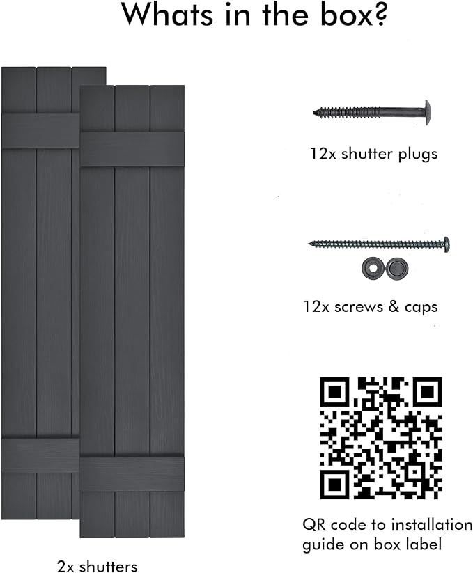 Board & Batten Vinyl Shutters (1 Pair) | 11"x43" (3-Board) - Cornerstone Grey | Exterior Window Shutters | Includes Mounting Hardware | Simple Installation | Made in USA