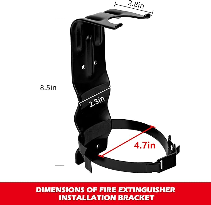 2 Pack Fire Extinguisher Brackets, 5 LB Fire Extinguisher Wall Mount Bracket, Metal Heavy Duty Fire Extinguishers Holder for Home, Car, RV, Truck, Mini Fire Extinguishers (Non-Universal)