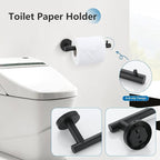 10 Pieces Matte Black Towel Bar Set Bathroom Hardware Accessories Set Upgraded Towel Hooks Towel Holder Set for Bathroom Stainless Steel Wall Mounted 23.6 Inch