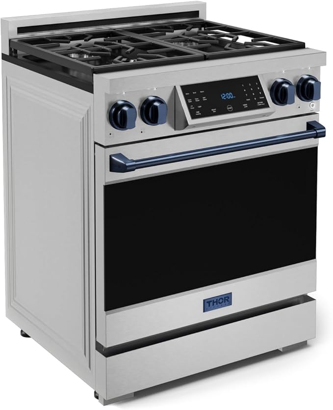 Gordon Ramsay by THOR Kitchen 30 Inch Professional Gas Range with Tilt Panel Touch Control in Stainless Steel/Navy Blue
