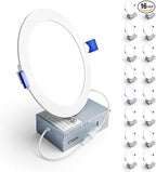 Ensenior 16 Pack 6 Inch LED Recessed Ceiling Light, Dimmable, 2700K Soft White, 1050LM 12W 120V, High Brightness Canless Wafer Downlight - ETL&FCC&IC