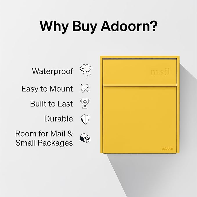 Wall Mount Mailbox - Large, Anti-Theft Locking Mailbox, Weatherproof Mailboxes for Outside The House, 18.5" H x 15" L x 7.5" D (Curb Yellow)