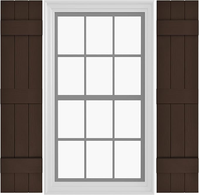 Board & Batten Vinyl Shutters (1 Pair) | 11"x59" (3-Board) - Coffee Bean | Exterior Window Shutters | Includes Mounting Hardware | Simple Installation | Made in USA