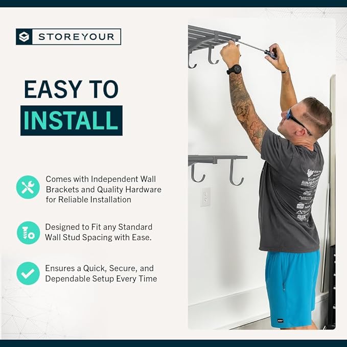 StoreYourBoard 2-Pack Heavy Duty Wall Shelves 1ft x 4ft – Wall-Mounted Garage Storage Shelving and Organization for Sheds, Closets, or Utility Rooms – Holds 200 lbs - Hammered Gray