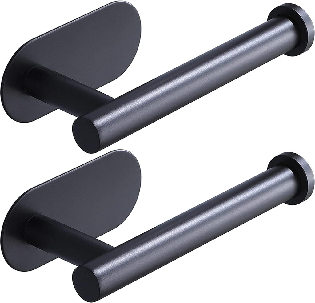 Toilet Paper Holder,Matt Black, Wall Mount,Upgraded Adhesive Toilet Paper Roll Holder,no Drilling,Bathroom/Rv/Washroom, SUS 304 Stainless Steel, Rustproof (Black, 2 Pieces)