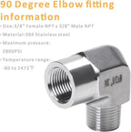 90 Degree Street Elbow - 3/8" NPT Male to 3/8" NPT Female Stainless Steel 304 Heavy Duty Forged Barstock Street Elbow Adapter Pipe Fitting (pack of 5)