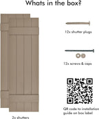 Board & Batten Vinyl Shutters (1 Pair) | 14.5"x51" (4-Board) - Coastal Sand Dune | Exterior Window Shutters | Includes Mounting Hardware | Simple Installation | Made in USA