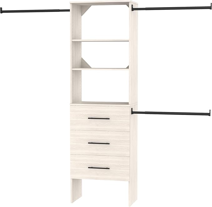 ClosetMaid SuiteSymphony 25-Inch Closet System Tower with (3) Drawers, and (2) Shelves, White Timber