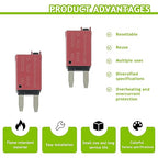 10A DC 12V-32V Manual Reset Circuit Breaker ATM Low Profile T1 Mini Blade Fuses Breakers for Car Trucks Marine Boat RV Solar and More,2 Pack