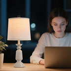 Terpsichore Lamps Set of 2 Modern Farmhouse Table Lamp Bedside Reading Lights Living Room End Lamps Bedroom Night Light,High 22.5 Inch,Light Wood Grain,with Fabric Lamp Shade,Bulb Not Included