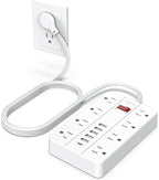 Power Strip Surge Protector with 6 USB (1USB C) Ports,AOFO 5 ft Extension Cord Flat Plug with 8 Widely Spaced Outlets,Wall Mountable Charging Station for Phone Tablet Laptop Computer Multiple Devices