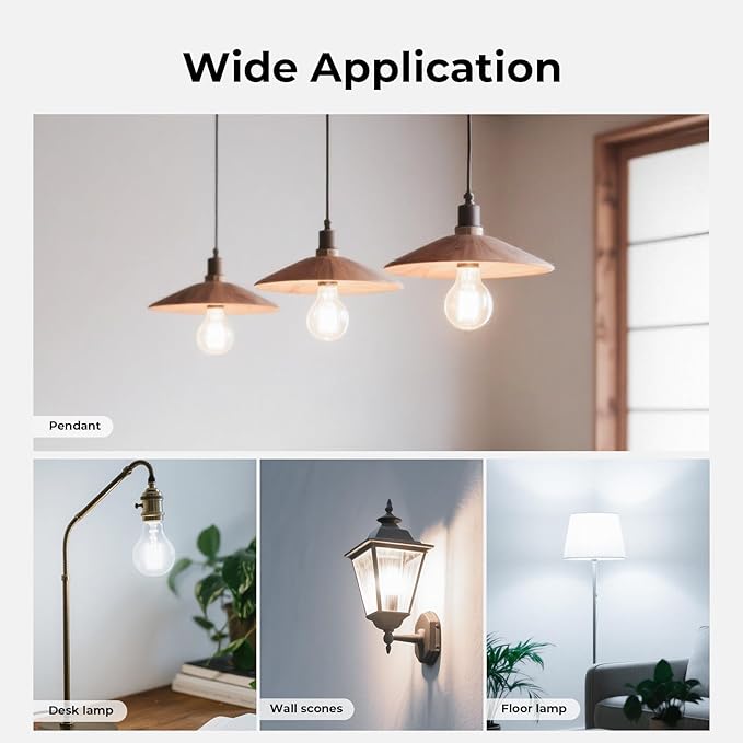 Dimmable E26 LED Bulb 6W, 60 watt Equivalent, A19 Clear Glass LED Light Bulb 5000K Daylight, Vintage LED Edison Bulbs for Ceiling Fan, 90+CRI, 600LM, 6 Pack