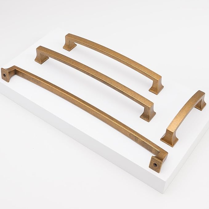 COTYKILEY 6 Pack 12.6 Inch(320mm) Antique Brass Kitchen Cabinet Handles Cabinet Pulls Vintage Drawer Pulls Aged Gold Bronze Kitchen Cabinet Hardware