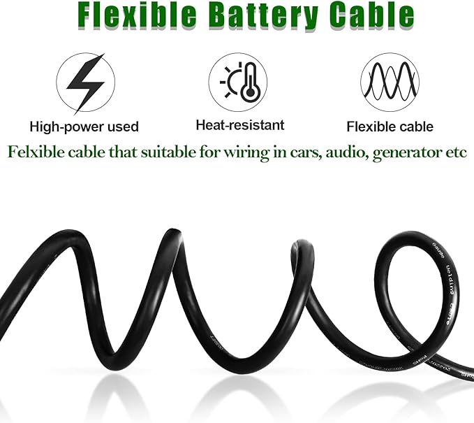 6 Gauge Battery Cable Copper Wire, 10FT Red+10FT Black 6 AWG Welding Cable Standard USA OFC Wire for Automotive, Battery, Solar, Marine and Generator