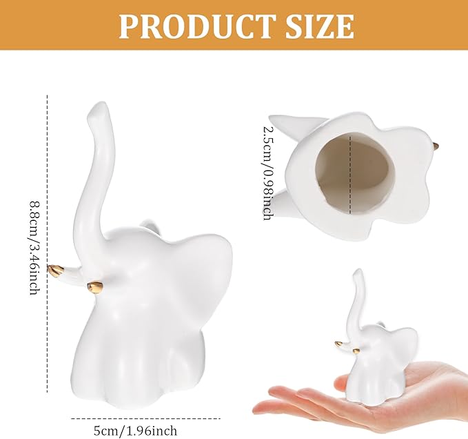 2PCS Toilet Bolt Covers Decorative, Ceramic Toilet Bolt Caps for Bottom Screws,Easy to Install Cute Bathroom Decor, Animal-Shaped Bowl Screw Cover Set Protectors for Modern Home(White, Elephant)